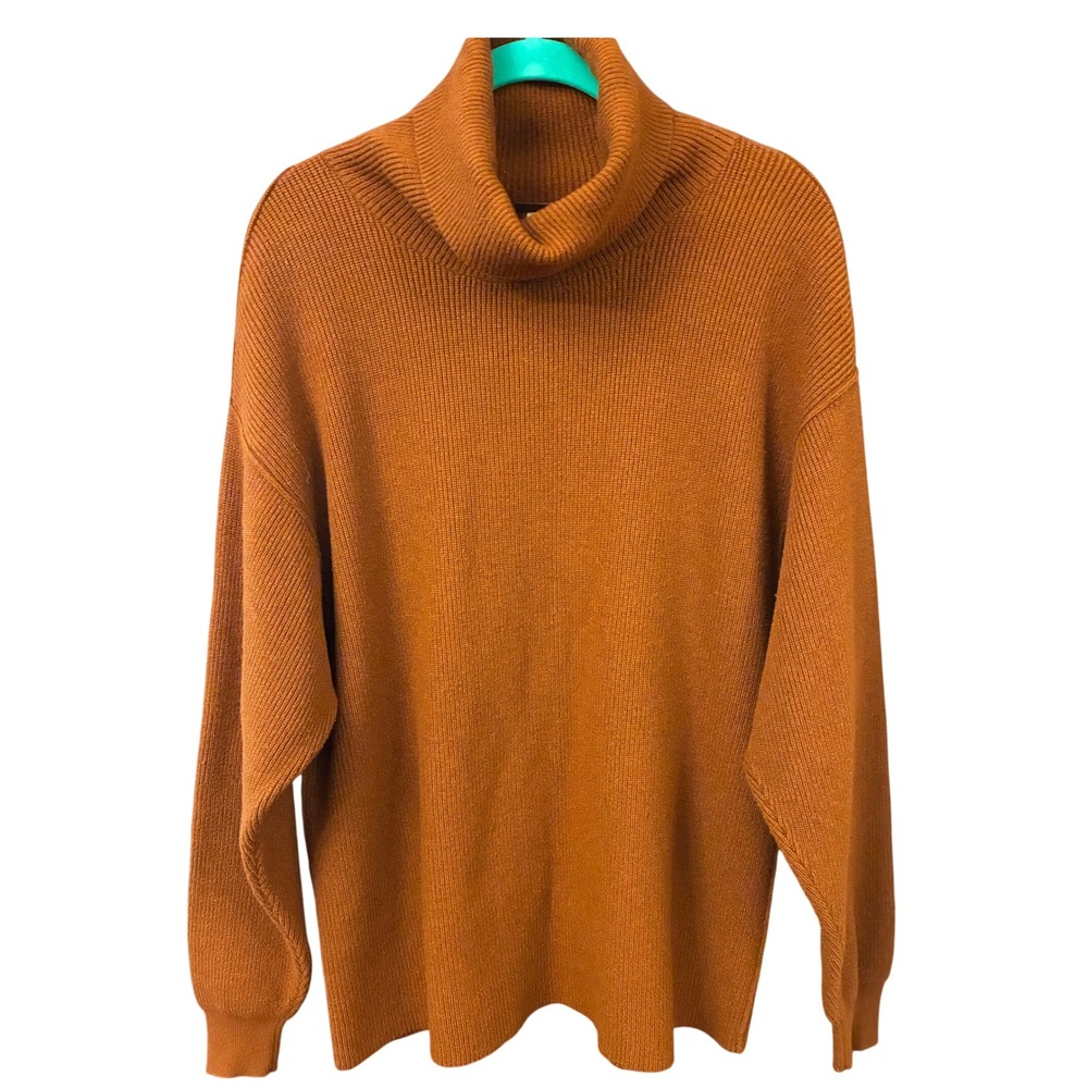 Free People Turtleneck Sweater Women S Rust Excellent Ribbed Oversized Knit